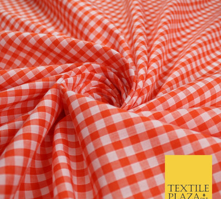 15 COLOURS - Medium 1/4" Gingham Square Check Polycotton Fabric Dress Craft 44"