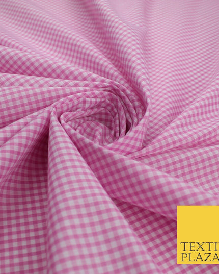 15 COLOURS - Small 1/8" Mini Gingham Square Check Polycotton Fabric Dress Craft