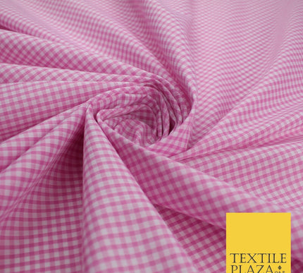 15 COLOURS - Small 1/8" Mini Gingham Square Check Polycotton Fabric Dress Craft