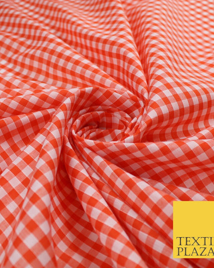 15 COLOURS - Medium 1/4" Gingham Square Check Polycotton Fabric Dress Craft 44"