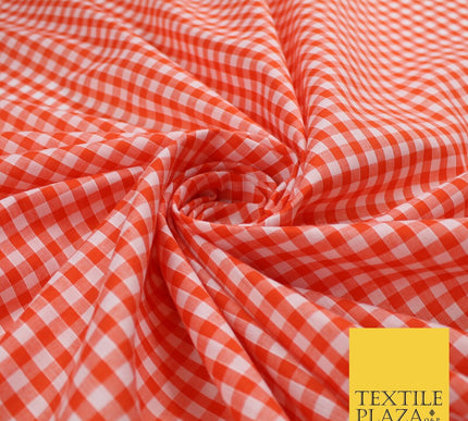 15 COLOURS - Medium 1/4" Gingham Square Check Polycotton Fabric Dress Craft 44"