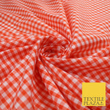 15 COLOURS - Medium 1/4" Gingham Square Check Polycotton Fabric Dress Craft 44"