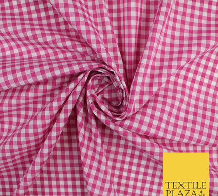 15 COLOURS - Medium 1/4" Gingham Square Check Polycotton Fabric Dress Craft 44"