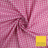15 COLOURS - Medium 1/4" Gingham Square Check Polycotton Fabric Dress Craft 44"