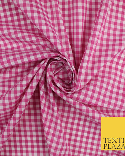 15 COLOURS - Medium 1/4" Gingham Square Check Polycotton Fabric Dress Craft 44"