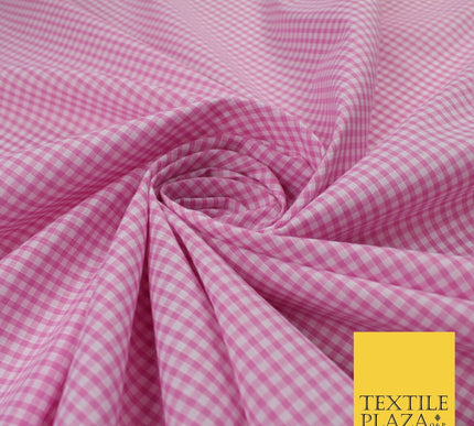 15 COLOURS - Small 1/8" Mini Gingham Square Check Polycotton Fabric Dress Craft