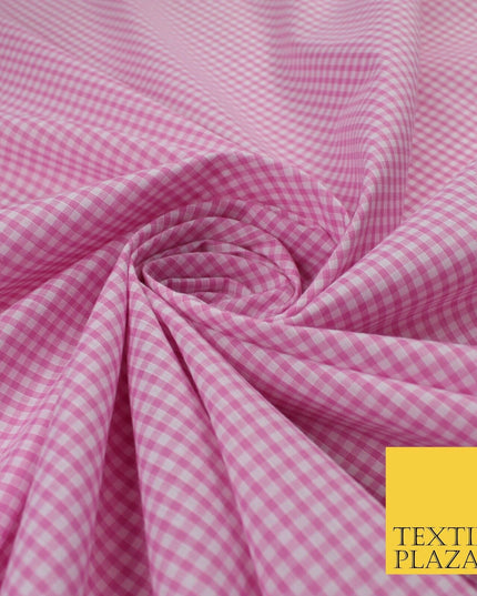 15 COLOURS - Small 1/8" Mini Gingham Square Check Polycotton Fabric Dress Craft