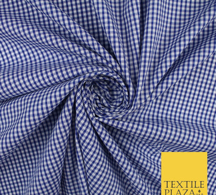 15 COLOURS - Small 1/8" Mini Gingham Square Check Polycotton Fabric Dress Craft