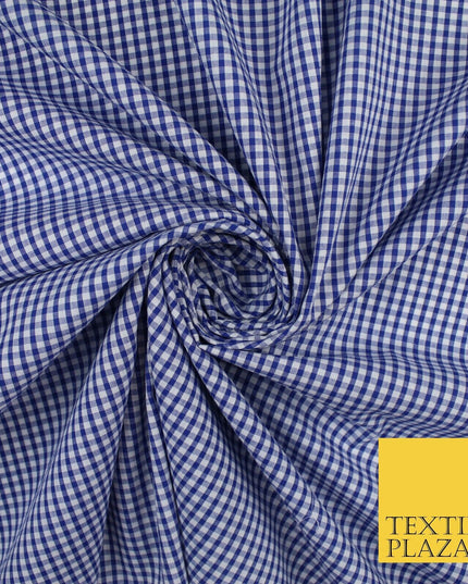 15 COLOURS - Small 1/8" Mini Gingham Square Check Polycotton Fabric Dress Craft