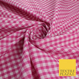 15 COLOURS - Medium 1/4" Gingham Square Check Polycotton Fabric Dress Craft 44"