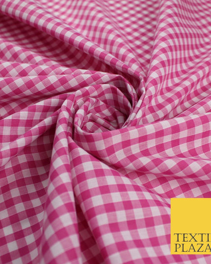 15 COLOURS - Medium 1/4" Gingham Square Check Polycotton Fabric Dress Craft 44"