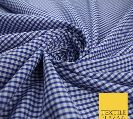 15 COLOURS - Small 1/8" Mini Gingham Square Check Polycotton Fabric Dress Craft
