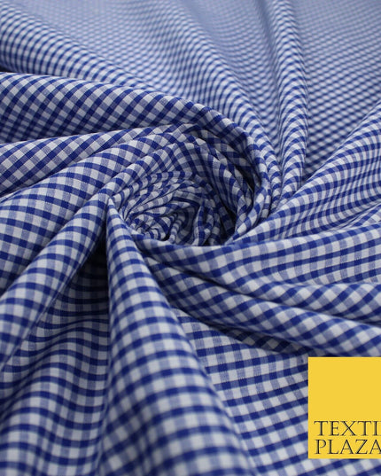 15 COLOURS - Small 1/8" Mini Gingham Square Check Polycotton Fabric Dress Craft