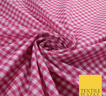 15 COLOURS - Medium 1/4" Gingham Square Check Polycotton Fabric Dress Craft 44"