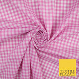 15 COLOURS - Medium 1/4" Gingham Square Check Polycotton Fabric Dress Craft 44"