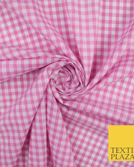 15 COLOURS - Medium 1/4" Gingham Square Check Polycotton Fabric Dress Craft 44"