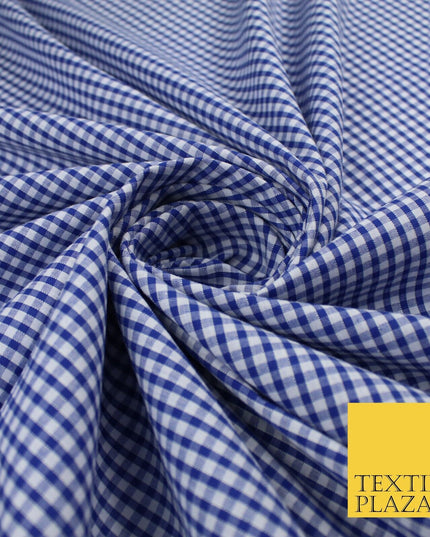 15 COLOURS - Small 1/8" Mini Gingham Square Check Polycotton Fabric Dress Craft