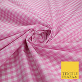 15 COLOURS - Medium 1/4" Gingham Square Check Polycotton Fabric Dress Craft 44"