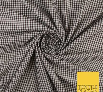 15 COLOURS - Small 1/8" Mini Gingham Square Check Polycotton Fabric Dress Craft