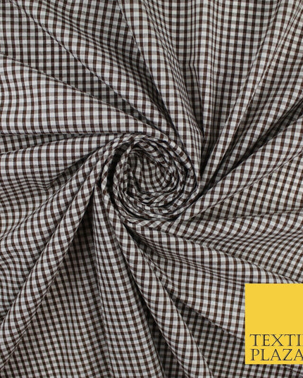 15 COLOURS - Small 1/8" Mini Gingham Square Check Polycotton Fabric Dress Craft
