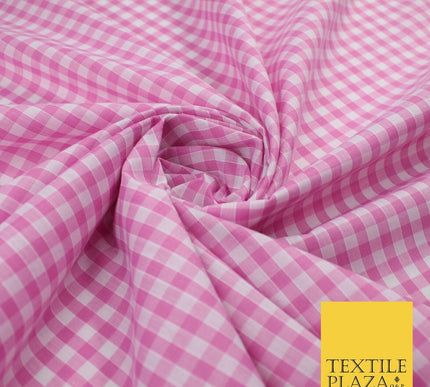 15 COLOURS - Medium 1/4" Gingham Square Check Polycotton Fabric Dress Craft 44"
