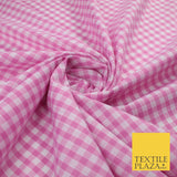 15 COLOURS - Medium 1/4" Gingham Square Check Polycotton Fabric Dress Craft 44"
