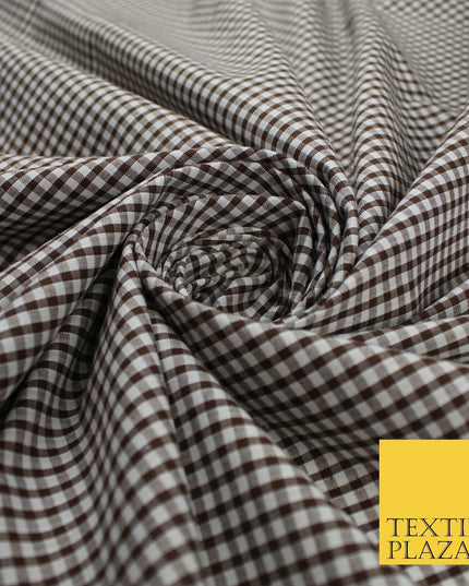 15 COLOURS - Small 1/8" Mini Gingham Square Check Polycotton Fabric Dress Craft