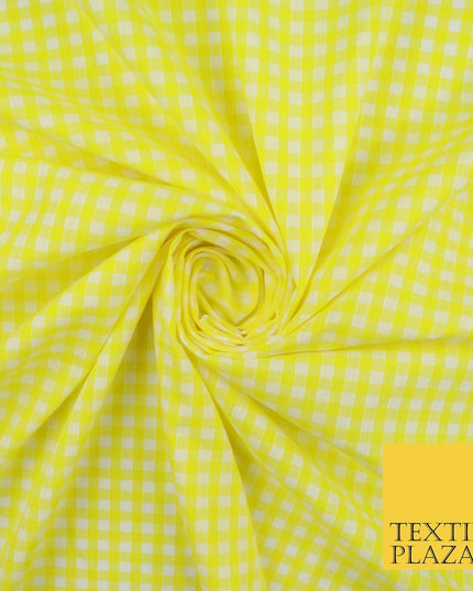 15 COLOURS - Medium 1/4" Gingham Square Check Polycotton Fabric Dress Craft 44"