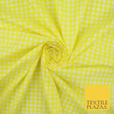 15 COLOURS - Medium 1/4" Gingham Square Check Polycotton Fabric Dress Craft 44"
