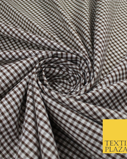 15 COLOURS - Small 1/8" Mini Gingham Square Check Polycotton Fabric Dress Craft