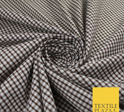 15 COLOURS - Small 1/8" Mini Gingham Square Check Polycotton Fabric Dress Craft