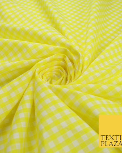 15 COLOURS - Medium 1/4" Gingham Square Check Polycotton Fabric Dress Craft 44"