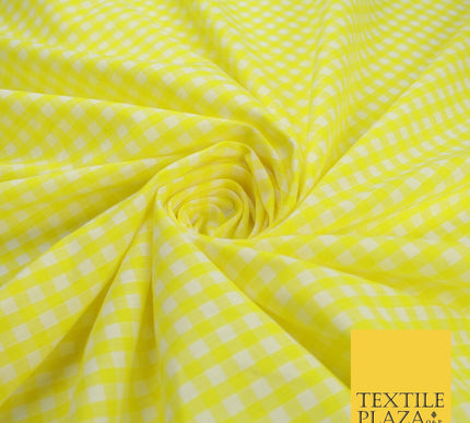 15 COLOURS - Medium 1/4" Gingham Square Check Polycotton Fabric Dress Craft 44"
