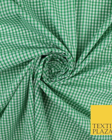 15 COLOURS - Small 1/8" Mini Gingham Square Check Polycotton Fabric Dress Craft