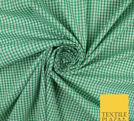 15 COLOURS - Small 1/8" Mini Gingham Square Check Polycotton Fabric Dress Craft