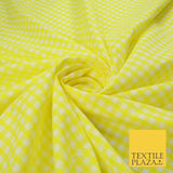 15 COLOURS - Medium 1/4" Gingham Square Check Polycotton Fabric Dress Craft 44"