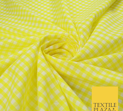 15 COLOURS - Medium 1/4" Gingham Square Check Polycotton Fabric Dress Craft 44"