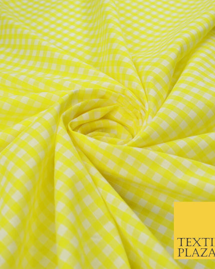 15 COLOURS - Medium 1/4" Gingham Square Check Polycotton Fabric Dress Craft 44"