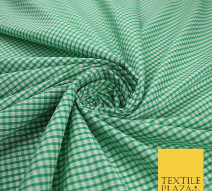 15 COLOURS - Small 1/8" Mini Gingham Square Check Polycotton Fabric Dress Craft