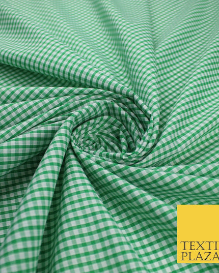 15 COLOURS - Small 1/8" Mini Gingham Square Check Polycotton Fabric Dress Craft
