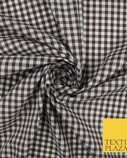 15 COLOURS - Medium 1/4" Gingham Square Check Polycotton Fabric Dress Craft 44"