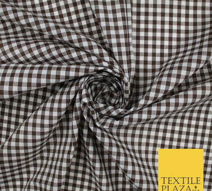 15 COLOURS - Medium 1/4" Gingham Square Check Polycotton Fabric Dress Craft 44"