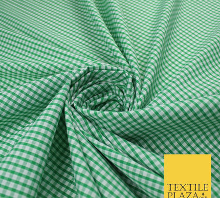 15 COLOURS - Small 1/8" Mini Gingham Square Check Polycotton Fabric Dress Craft