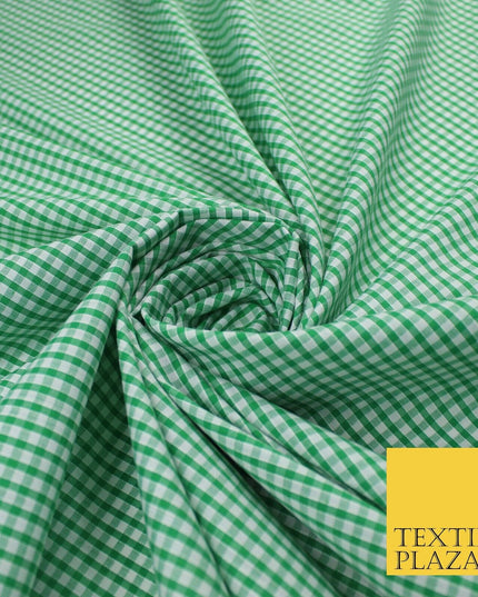 15 COLOURS - Small 1/8" Mini Gingham Square Check Polycotton Fabric Dress Craft
