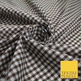 15 COLOURS - Medium 1/4" Gingham Square Check Polycotton Fabric Dress Craft 44"