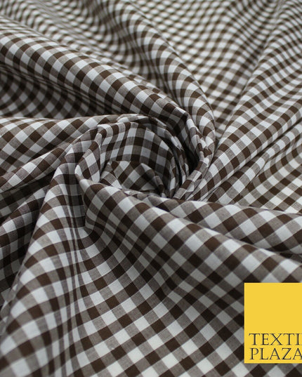 15 COLOURS - Medium 1/4" Gingham Square Check Polycotton Fabric Dress Craft 44"