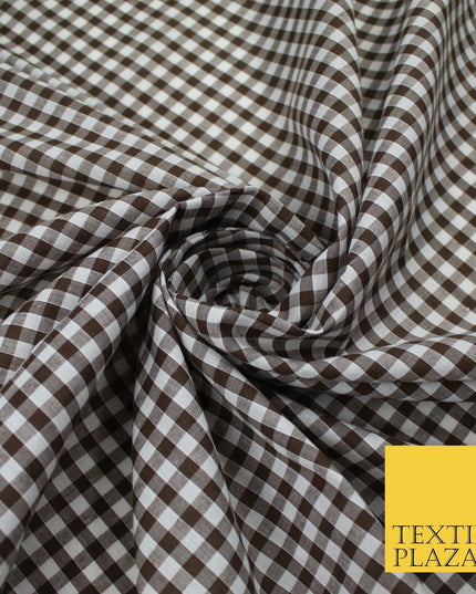 15 COLOURS - Medium 1/4" Gingham Square Check Polycotton Fabric Dress Craft 44"