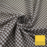 15 COLOURS - Medium 1/4" Gingham Square Check Polycotton Fabric Dress Craft 44"