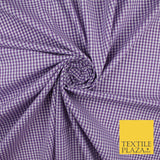 15 COLOURS - Small 1/8" Mini Gingham Square Check Polycotton Fabric Dress Craft