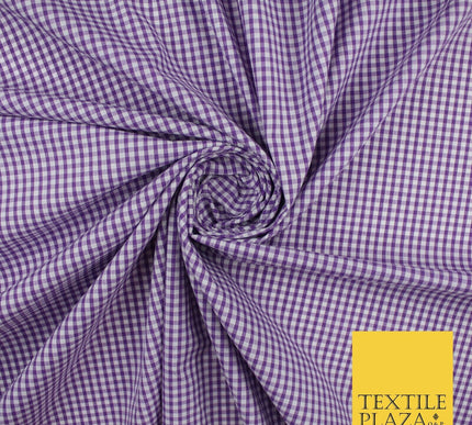 15 COLOURS - Small 1/8" Mini Gingham Square Check Polycotton Fabric Dress Craft